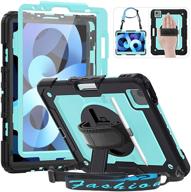 📱 hxcaseac shockproof case for apple ipad air 4th gen 2020 &amp; ipad pro 11 (2nd gen): 360 rotation stand/hand strap, light blue + screen protector & shoulder strap logo