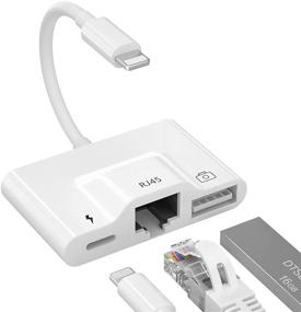 img 4 attached to 🔌 3 в 1 адаптер Ethernet с USB-камерой и зарядкой, USB-разъем OTG, поддержка USB-флешки, MIDI-клавиатуры, мыши, высокоскоростной передачи данных