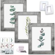 🖼️ rustic 8x10 picture frames with mats and prints - set of 3 frames | high definition glass | wall decor and tabletop display | rustic farmhouse style wood pattern | includes 9 wall art prints as a gift логотип