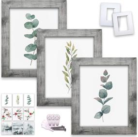 img 4 attached to 🖼️ Rustic 8x10 Picture Frames with Mats and Prints - Set of 3 Frames | High Definition Glass | Wall Decor and Tabletop Display | Rustic Farmhouse Style Wood Pattern | Includes 9 Wall Art Prints as a Gift