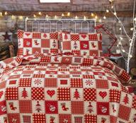 🎄 festive christmas plaid snowflake quilt set queen size: xmas tree, stockings, red heart balloon bedding sets, red yellow grid coverlet bedspread bed set with pillowcases (red, queen) logo