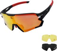 🕶️ men and women's sport polarized cycling sunglasses with 3 interchangeable lenses for running, baseball, golf, and driving logo