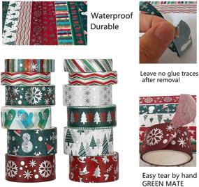 img 2 attached to 🎄 Christmas Holiday Washi Tape Set - Xmas Winter Foil Masking Tape Bulk Pack for Bullet Journal, Kids Craft Supplies with Snowflake, Tree, Deer, Striped Designs - Perfect for Christmas Card Making, Gift Wrapping - Includes 12 Rolls