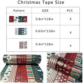 img 3 attached to 🎄 Christmas Holiday Washi Tape Set - Xmas Winter Foil Masking Tape Bulk Pack for Bullet Journal, Kids Craft Supplies with Snowflake, Tree, Deer, Striped Designs - Perfect for Christmas Card Making, Gift Wrapping - Includes 12 Rolls