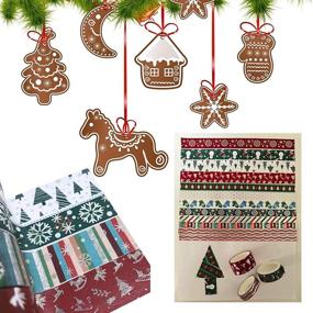 img 1 attached to 🎄 Christmas Holiday Washi Tape Set - Xmas Winter Foil Masking Tape Bulk Pack for Bullet Journal, Kids Craft Supplies with Snowflake, Tree, Deer, Striped Designs - Perfect for Christmas Card Making, Gift Wrapping - Includes 12 Rolls