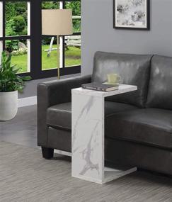 img 2 attached to Convenience Concepts Northfield Admiral C End Table - Elegant Faux White Marble Design