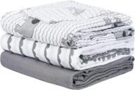 🤱 phf 100% cotton muslin swaddle blankets set, super soft breathable comfortable baby blankets, large 47 x 47 inches receiving blanket for infant baby boys, pack of 3 - elephant, wave, grey logo