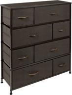 sorbus 8 drawer dresser - stylish furniture storage chest for bedroom, hallway, office organization - steel frame, wood top, easy pull fabric bins (brown) логотип