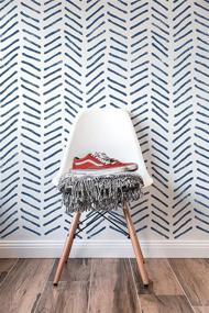 img 3 attached to Greta Hand Drawn Herringbone Wall Stencil - Scandinavian 🖌️ Design Painting Stencil - Large Pattern Paint Stencil - 629/S