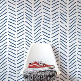 img 4 attached to Greta Hand Drawn Herringbone Wall Stencil - Scandinavian 🖌️ Design Painting Stencil - Large Pattern Paint Stencil - 629/S