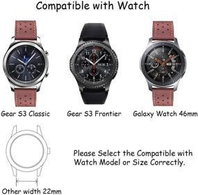 img 1 attached to Темно-коричневые кожаные ремешки, 2 шт. - Совместимые с Samsung Gear S3 Frontier Classic & Galaxy Watch 46 мм - мужские и женские ремешки для часов