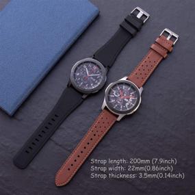 img 3 attached to Темно-коричневые кожаные ремешки, 2 шт. - Совместимые с Samsung Gear S3 Frontier Classic & Galaxy Watch 46 мм - мужские и женские ремешки для часов