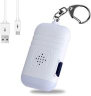 🔑 130db safesound personal alarm keychain: usb rechargeable self defense device with led light for women, girls, kids and elderly - white logo