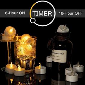 img 2 attached to 🕯️ 24-Pack Flameless TeaLights Candles with Timer – 6 Hours On, 18 Hours Off, Battery Operated LED Flickering Votive Candles, Timer Function, Warm Yellow Light