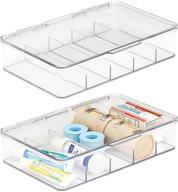 🏥 mdesign stackable first aid storage box with divided compartments - pack of 2, clear logo