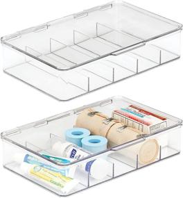 img 4 attached to 🏥 mDesign Stackable First Aid Storage Box with Divided Compartments - Pack of 2, Clear