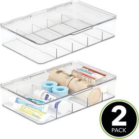 img 3 attached to 🏥 mDesign Stackable First Aid Storage Box with Divided Compartments - Pack of 2, Clear