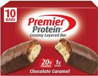 🍫 протеиновый батончик: premier protein шоколадно-карамельный, 20 г белка, 2,08 унции, 10 штук в упаковке (упаковка может отличаться) логотип