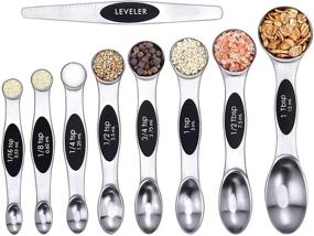 img 4 attached to Magnetic Measuring Spoon Sets - 9 Piece Stainless Steel Stackable Spoons for Accurate Measurements of Dry and Liquid Ingredients