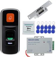 🚪 hfeng door access control system kit: fingerprint rfid biometric reader + electric strike lock + dc12v 3a power supply + exit button + keyfobs cards for home door opener logo