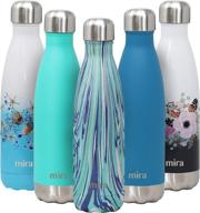 mira 17 oz stainless steel vacuum insulated water bottle - keeps beverages cold for 24 hours & hot for 12 hours - blue wave flask логотип