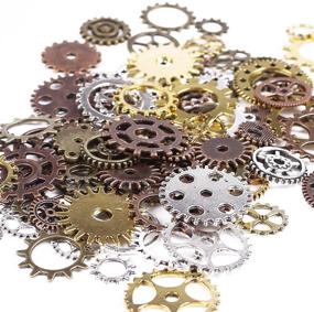 img 4 attached to 🔧 BIHRTC 100g DIY Assorted Color Antique Metal Steampunk Gears Charms Pendant Clock Watch Wheel Gear for Crafting & Jewelry Making Accessory