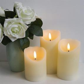 img 1 attached to 🕯️ Flameless Flickering Candles with Remote Timer - Set of 3, Real Wax Battery Operated Pillar Candles for Home Wedding Party Christmas Decorations - Ivory, 3D Wick (Sizes: D3” x H4”5”6”)
