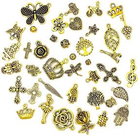 img 3 attached to 💍 JIALEEY 100 PCS Wholesale Bulk Lots Jewelry Making Charms - Mixed Antique Silver & Golden Alloy Charms Pendants for DIY Necklace Bracelet Making and Crafting