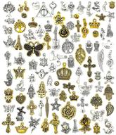 💍 jialeey 100 pcs wholesale bulk lots jewelry making charms - mixed antique silver & golden alloy charms pendants for diy necklace bracelet making and crafting logo