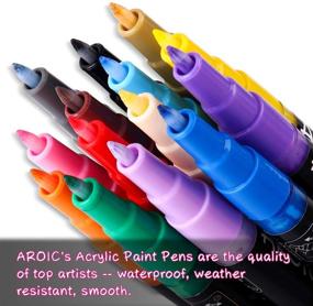 img 3 attached to 🎨 AROIC 24 Pack Acrylic Paint Pens for Versatile Surface Painting - Write On Rocks, Wood, Metal, Plastic, Glass, Canvas, Ceramic, and More.