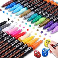 🎨 aroic 24 pack acrylic paint pens for versatile surface painting - write on rocks, wood, metal, plastic, glass, canvas, ceramic, and more. logo