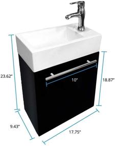 img 2 attached to 💦 Dandi Wall Mount Cabinet Vanity Sink Combo: Small Heavy Duty White Porcelain Bathroom Sink with Black Cabinet, Faucet, Pop Up Drain, Overflow, and Towel Bar - Renovators Supply Manufacturing