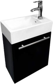 img 4 attached to 💦 Dandi Wall Mount Cabinet Vanity Sink Combo: Small Heavy Duty White Porcelain Bathroom Sink with Black Cabinet, Faucet, Pop Up Drain, Overflow, and Towel Bar - Renovators Supply Manufacturing