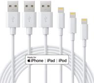novtech mfi certified iphone charging cable bundle - 3pack 3ft 6ft 9ft usb charger for iphone 13 12 11 mini xs max xr x 8 7 6 plus se 2020 ipad pro ipod airpods - white logo