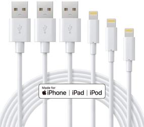 img 3 attached to Novtech MFi Certified iPhone Charging Cable Bundle - 3Pack 3FT 6FT 9FT USB Charger for iPhone 13 12 11 Mini Xs Max XR X 8 7 6 Plus SE 2020 iPad Pro iPod Airpods - White