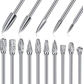 img 4 attached to 🪚 Wood Carving and Engraving Drill Bits Set: 15 Piece Double Cut Carbide Rotary Burr for DIY Woodworking, Drilling, Engraving, and Polishing