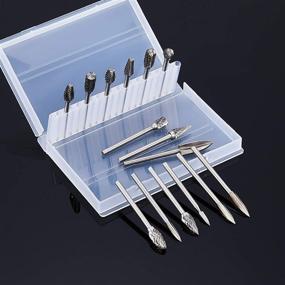 img 1 attached to 🪚 Wood Carving and Engraving Drill Bits Set: 15 Piece Double Cut Carbide Rotary Burr for DIY Woodworking, Drilling, Engraving, and Polishing