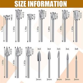 img 3 attached to 🪚 Wood Carving and Engraving Drill Bits Set: 15 Piece Double Cut Carbide Rotary Burr for DIY Woodworking, Drilling, Engraving, and Polishing