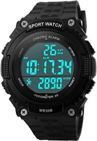 img 4 attached to 🏃 Stay Active with Gosasa Sports Waterproof Digital Fitness Watch Pedometer - The Ultimate Multifunction Men's Wristwatch