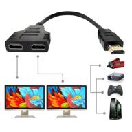 🔌 hdmi-кабель сплиттер - адаптер hdmi 1 в 2 для двух телевизоров, мужской к двум женским hdmi, поддерживает одновременное отображение на двух телевизорах - разделитель сигнала для улучшенного просмотра. логотип