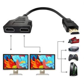 img 4 attached to 🔌 HDMI-кабель сплиттер - адаптер HDMI 1 в 2 для двух телевизоров, мужской к двум женским HDMI, поддерживает одновременное отображение на двух телевизорах - разделитель сигнала для улучшенного просмотра.