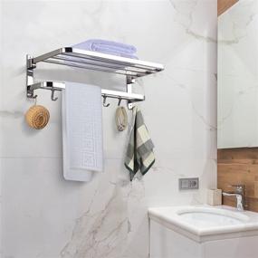 img 3 attached to 🛁 Yescom Wall Mounted Towel Rack Rail Holder – 4 Sliding Hooks, Stainless Steel Chrome Bathroom Storage Shelf 18/8