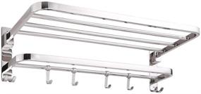 img 4 attached to 🛁 Yescom Wall Mounted Towel Rack Rail Holder – 4 Sliding Hooks, Stainless Steel Chrome Bathroom Storage Shelf 18/8