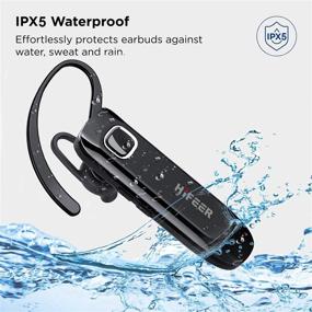 img 1 attached to 🎧 Улучшенный Bluetooth гарнитура: Беспроводное гарнитура V5.0 для громкой связи, шумоподавляющий микрофон CVC8.0 - Водонепроницаемое наушники для вождения, бизнеса, iPhone, Android, Samsung.