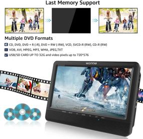 img 1 attached to 📀 WONNIE 10.5'' Dual Screen DVD Player Portable Headrest CD Players for Kids with 2 Mounting Brackets & Built-in 5 Hour Rechargeable Battery - Ideal for Car Travel (1 Player+1 Monitor)