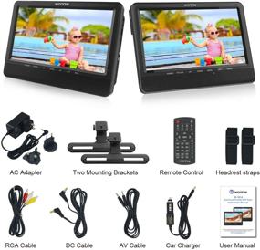 img 2 attached to 📀 WONNIE 10.5'' Dual Screen DVD Player Portable Headrest CD Players for Kids with 2 Mounting Brackets & Built-in 5 Hour Rechargeable Battery - Ideal for Car Travel (1 Player+1 Monitor)