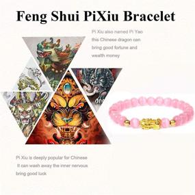 img 3 attached to 💗 Feng Shui Pink Opal Bracelet: Enhance Love Smoothness and Wealth Prosperity with Bewoful Feng Shui PI Xiu Adjustable Elastic Wealth Bracelet for Girls and Ladies