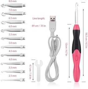 img 3 attached to Knitly Lighted Crochet Hook Set with 11 Interchangeable Heads, Ergonomic Grip Handles, and Rechargeable Light Up Feature – Ideal for Arthritic Hands. Includes Woven Case. Sizes: 2.5mm to 8.0mm.