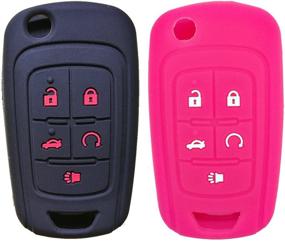 img 4 attached to 🔑 Coolbestda 2Pcs Folding 5 Buttons Key Fob Remote Cover Keyless Entry Protector Holder Case Chevy Equinox Camaro Cruze Malibu Sonic Volt Park