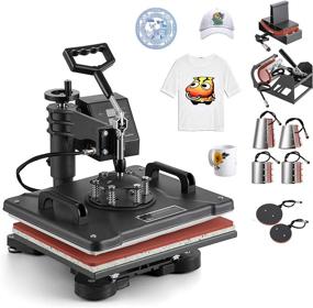 img 4 attached to Hihone 8 in 1 Heat Press Machine: Ultimate 360 Degree Swivel Sublimation for T-Shirt, Hat, Bag, and Mug (8) - 15 x 12 inches Digital Transfer!